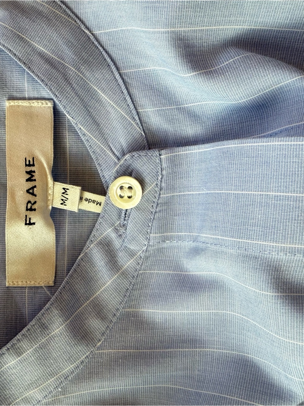 Frame Cotton Light Blue Pinstripe Blouse - Picture 3 of 6